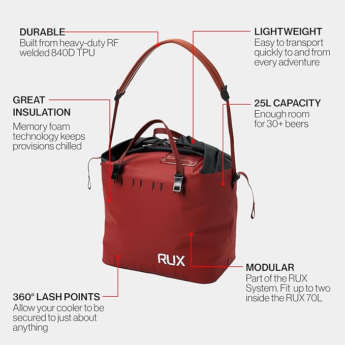 RUX 25L Soft Cooler Bag - Adventure-Ready Modular Cooler - Waterproof, Lightweight, Highly Functional Cooler Bag, and Perfect for Overlanding, Camping, and Van Life
