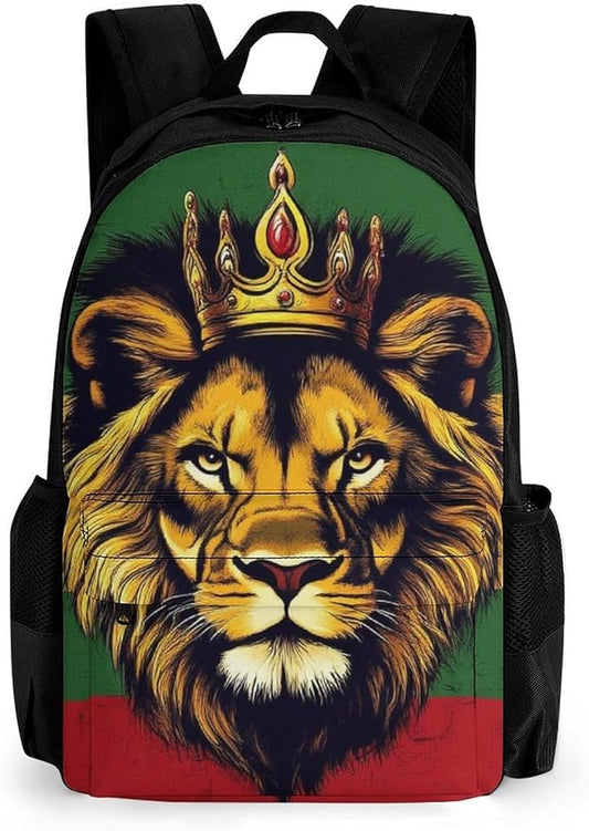 Supdreamc Rucksack Anti-Theft Multipurpose Large Capacity Carry On Bag, Rasta Flag Lion Splatter Painting Travel Hiking Bag Day Pack With Side Pockets