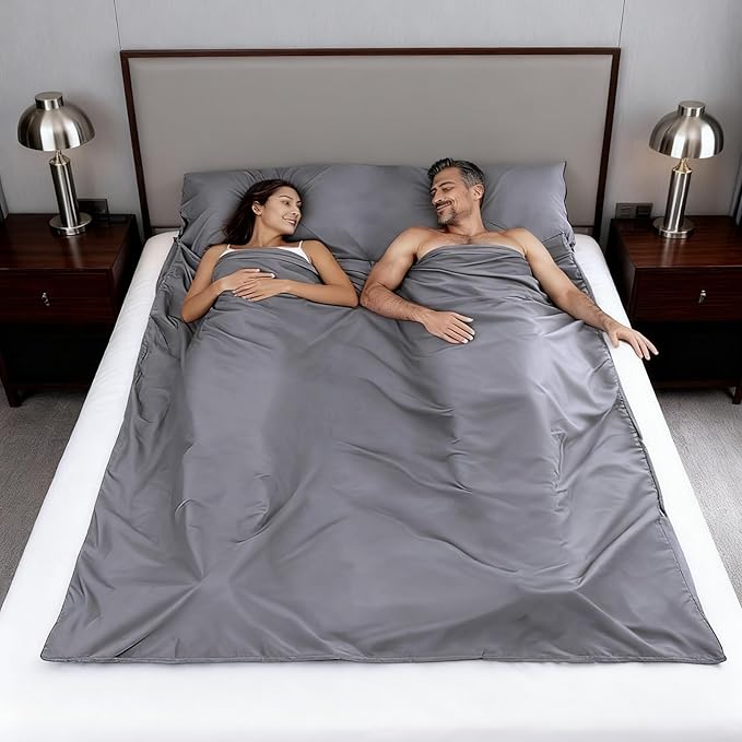 Lightweight Sleeping Bag Liner Single & Double Camping Travel Sleep Sack for Backpacking Hotels & Hostels