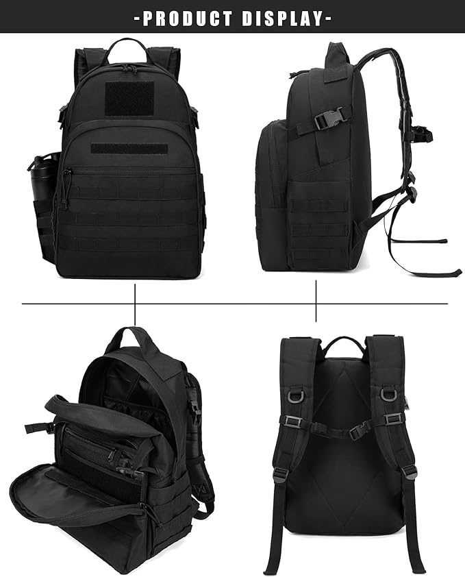 Tactical Backpack for Men Military Backpacks with Holster Army 3 Days Assault Pack Bug Out Bag for Hiking Camping (Black)