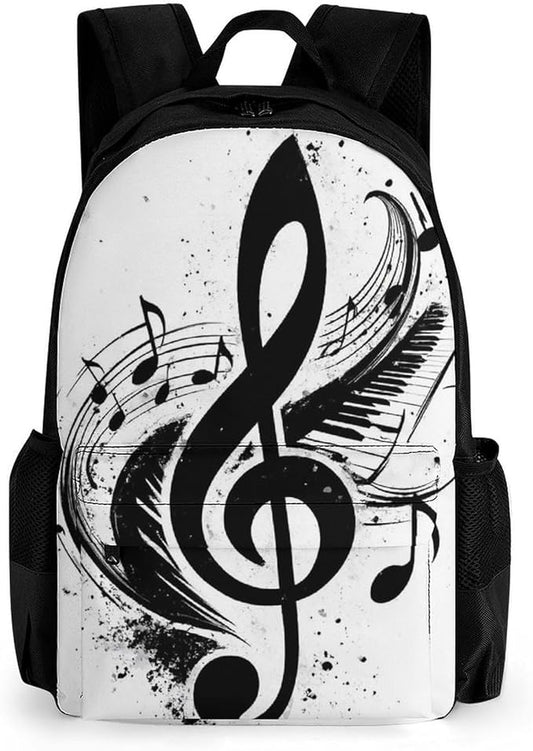 Lightweight Rucksacks for Climbing Outdoors Walking Cycling, Large Capacity Anti-Theft Multipurpose Carry On Bag, Black And White Abstract Music Note Piano Camping Outdoor Backpack