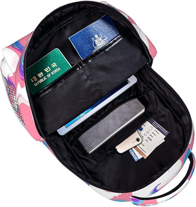 Men Women Lightweight Unicorn Rainbow Casual Daypack Big Capacity Bookbag With Padded Straps for Gym Travel Walking Cycling