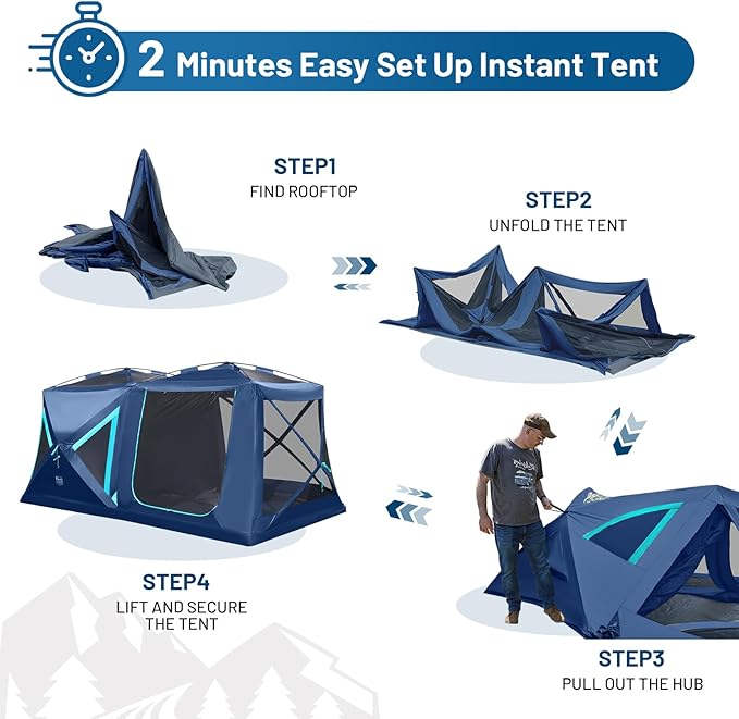 TIMBER RIDGE 4/6/8 Person Instant Pop Up Cabin Tent, Easy 60 Second Setup, Weather Resistant Camping Family Hub Tent with Rain Fly and Carry Bag for Outdoor Camping & Overlanding