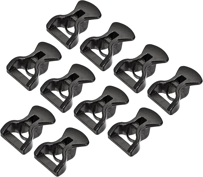 MECCANIXITY Tent Rope Buckles, 4mm Plastic Guyline Adjuster Cord Tensioners for Outdoor Camping Canopy Tarp, Black Pack of 10