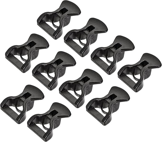 MECCANIXITY Tent Rope Buckles, 4mm Plastic Guyline Adjuster Cord Tensioners for Outdoor Camping Canopy Tarp, Black Pack of 10