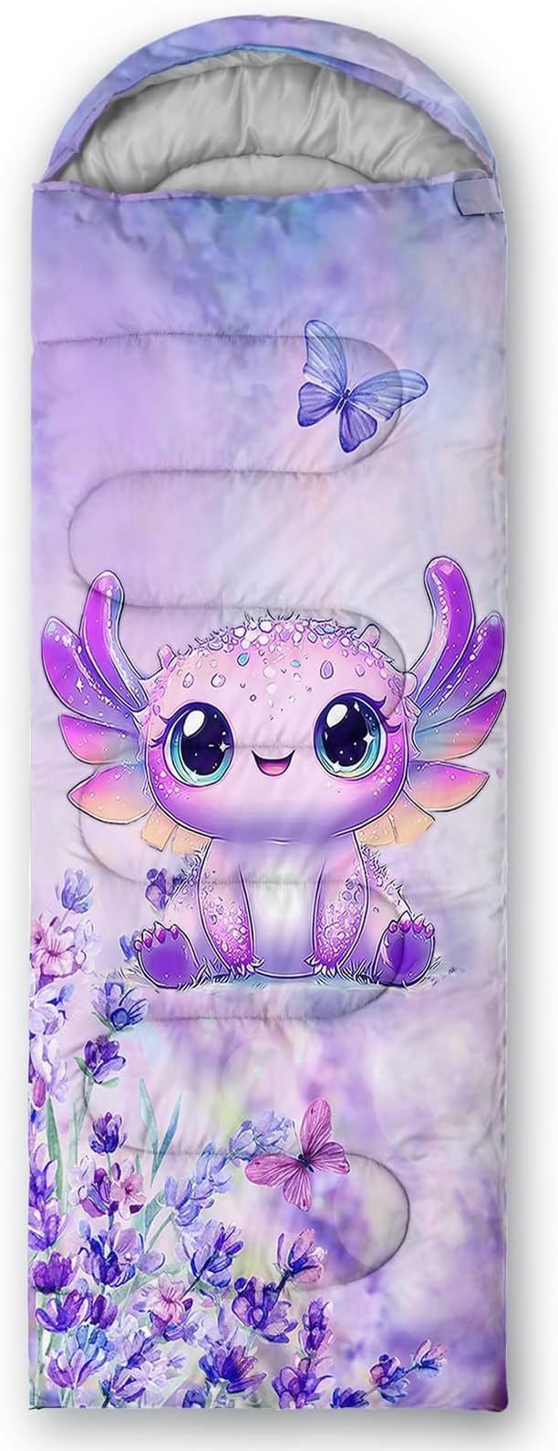 AILONEN Kawaii Puppy Sleeping Bag for Kids Boys Girls,Warm and Cool Weather,Lightweight,Waterproof Backpacking,Cartoon Cute Dog & Duck Animal Themed Blue Sleeping Bag for Camping