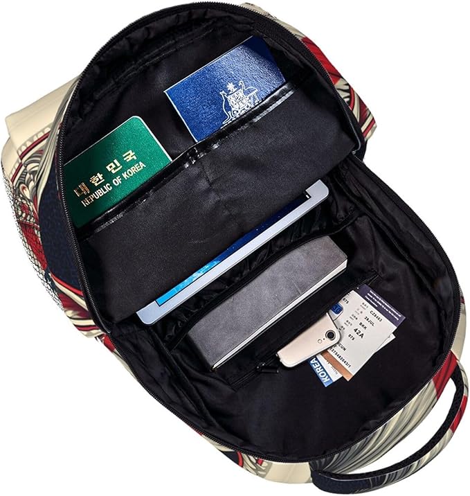 Men Women Polyester American Flag Eagle Art Daypack Backpack Large Capacity Carry On Bag With Smooth Zippers for Hiking Picnic Walking Cycling