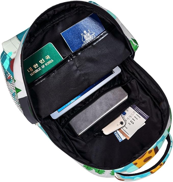 Backpack Polyester Anti-Theft Multipurpose Cute Bathtub Giraffe Art Bookbag Large Capacity Laptop Book Bag Rucksack With Side Pockets