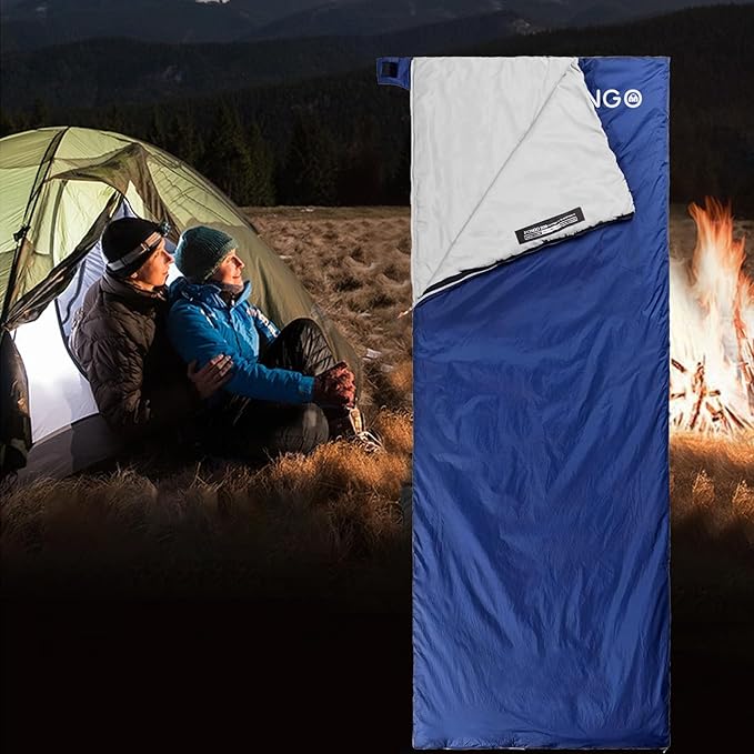 Ultralight Sleeping Bag - Envelope Lightweight Portable, Waterproof, Comfort with Compression Sack - Great for 3 Season Traveling, Camping, Hiking