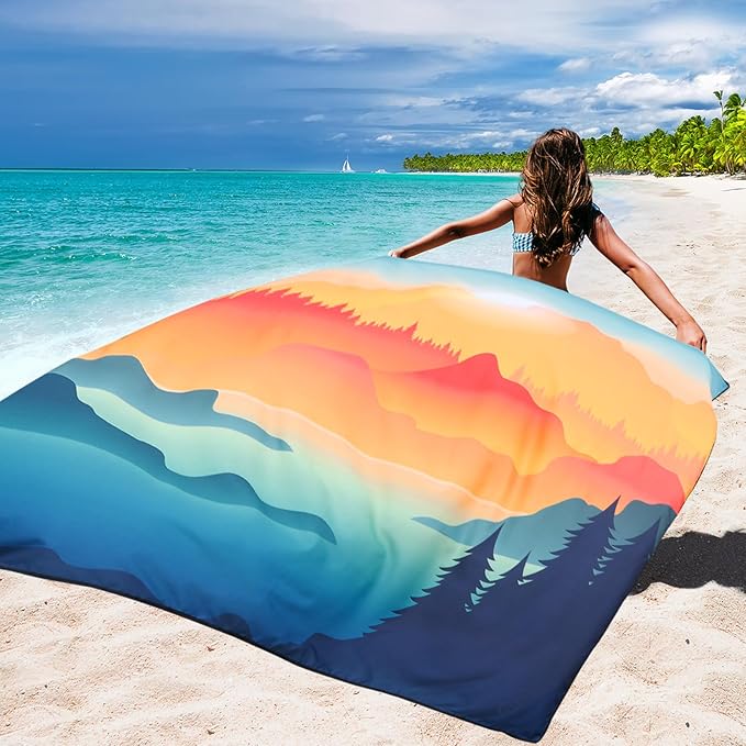 Beach Blanket Waterproof Sandproof Beach Mat 79" X 83"/10'x9'for 2-8 Adults Quick Drying Outdoor Picnic Mat Beach Accessories for Travel, Camping, Hiking