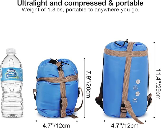 REDCAMP Ultra Lightweight Sleeping Bag for Backpacking, Hiking, Comfort for Adults Warm Weather, with Compression Sack