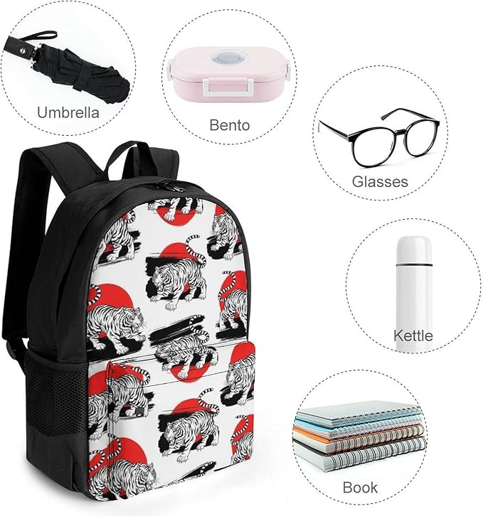 Lightweight Rucksacks for Camping Picnic Walking Cycling, Large Capacity Multipurpose Anti-Theft Carry On Bag, Japanese Tigers Travel Hiking Camping Rucksack