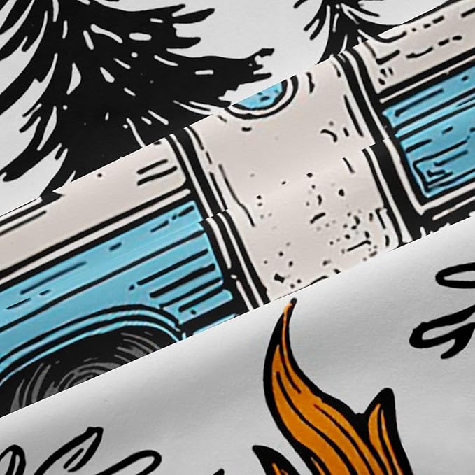 Feelyou Camping Camper Rv Curtains for Bedroom Living Room Happy Camping Blackout Shades Rustic Farmhouse Room Darkening Curtain Window Treatments, 2 Panels 52 x 63 Inch Decor