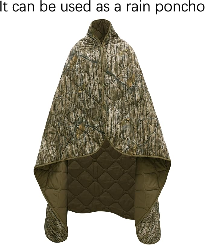 LOOGU Camo Blanket Waterproof Insulation Poncho Liner for Outdoor Camping, Hiking, Hunting, Survival, Backpacking, Picnicking