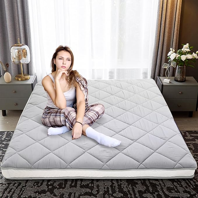 DoCred Twin Size Futon Mattress, Extra Thick Foldable Japanese Floor Mattress Memory Foam Sleeping Pad for Adults - Roll Up Mattress Tatami Mat Folding Sleeping Pad Breathable Floor Lounger Guest Bed