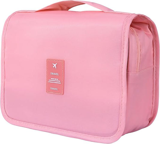 Hanging Travel Toiletry Bag for Women, Hanging Toiletry Bag with Multi-Pockets, Toiletry Bag for Traveling Easy Clean, Travel Organizer Pink