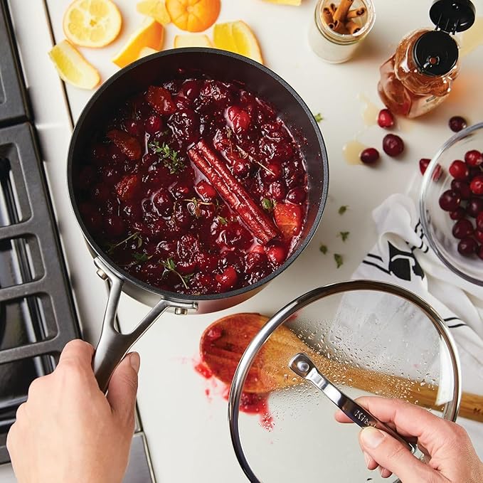 KitchenAid 80192 Hard Anodized Induction Nonstick Saucepan with Lid, 2 Quart -Matte Black