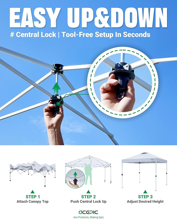 10x10 Pop Up Canopy Tent,300D Silver-Coating Top,Pop Up Canopy Tent Instant Portable Shelter with 1-Button Push and Wheel Carry Bag, 8 Stakes and 4 Upgrade Heavy Duty Canopy Weights (Blue, 10x10)