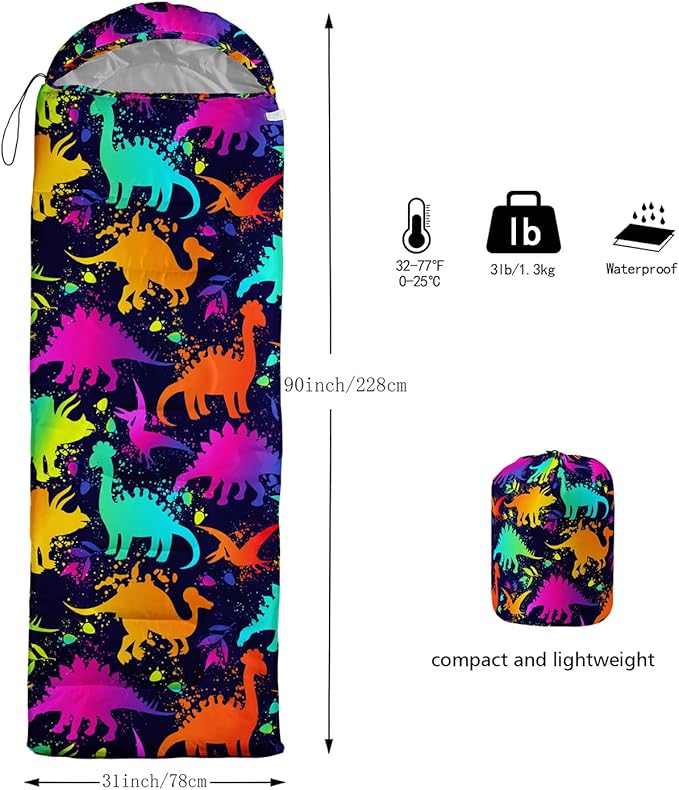 Sleeping Bags for Adults and Kids Camping Sleeping Bags for Girls and Boys Lightweight Waterproof Cold/Warm 3-Season Outdoor Travel with Compression Bags