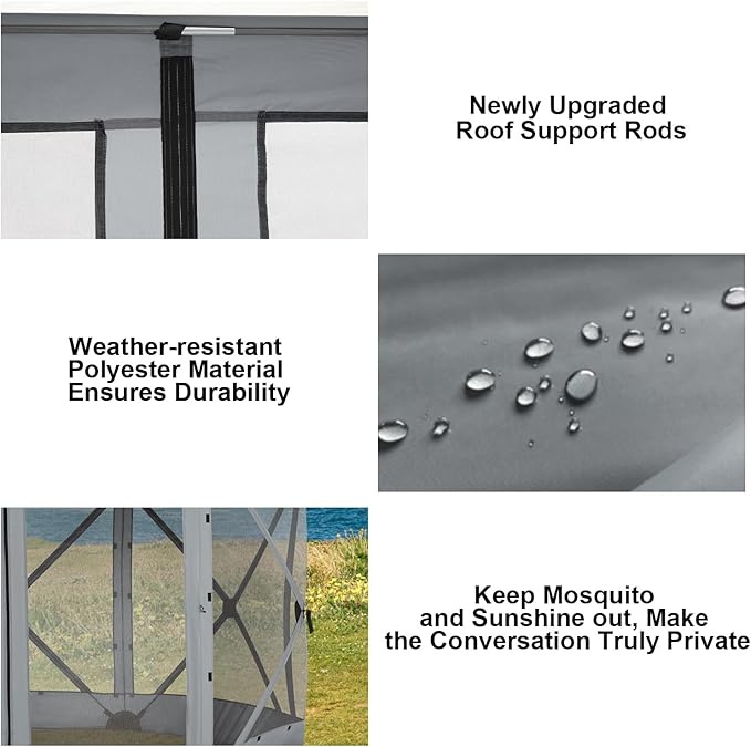 COBIZI 12x12 FT Pop Up Canopy Stargazing Tent, Gazebos On Clearance with Removable Roof,Instant Screened in Gazebo, Screen Tents Portable carpas para Patio for Outdoor Camping,Backyard, Garden,Gray