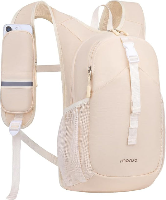 MOSISO 10L Small Hiking Backpack for Women Men, Foldable Casual Daypack Lightweight Packable Backpack with Front Quick Access Pocket for Travel Camping Outdoor, Beige