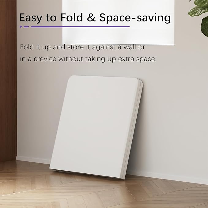 VECELO Folding Table 4 Foot with Mesh Bag, Indoor Outdoor Heavy-Duty Portable w/Handle,Fold-in-Half for Picnic, Party, Camping, White