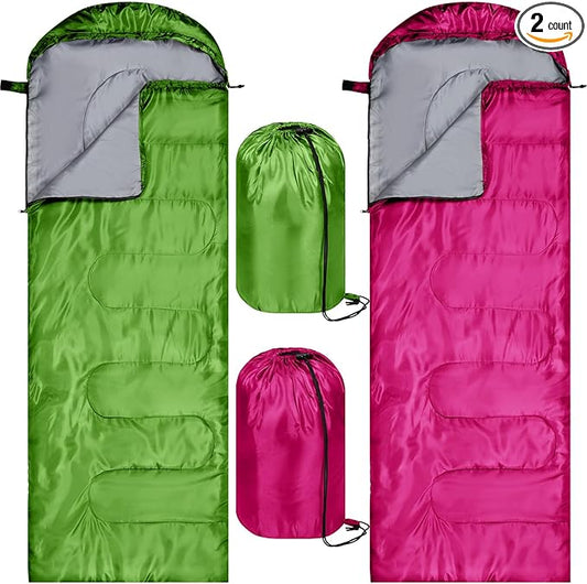 Tudomro 2 Pcs Camping Sleeping Bag for Adults, Lightweight Packable Waterproof Camping Gear Equipment to Keep Warm for Spring Summer Fall Indoor Outdoor Backpacking Hiking Travel