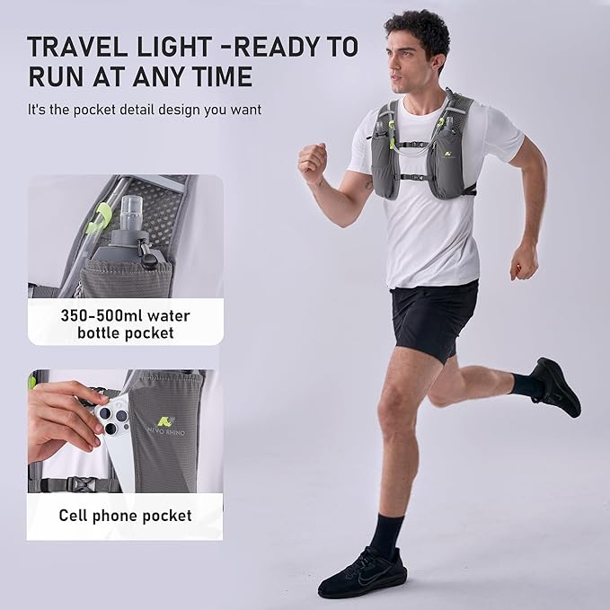 N NEVO RHINO Running Vest, Lightweight Hydration Vest, Insulated Water Backpack with 1.5L Water Bladder for Hiking, Trail, Running,Marathons,Cycling