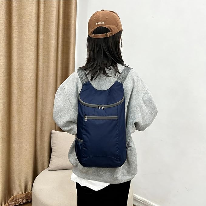 Portable Folding Backpack, Travel Hiking Backpack, Light and Compact, Waterproof and Durable, Super Large Capacity, Outdoor Camping, Travel Storage, Daily Use (Dark Blue)