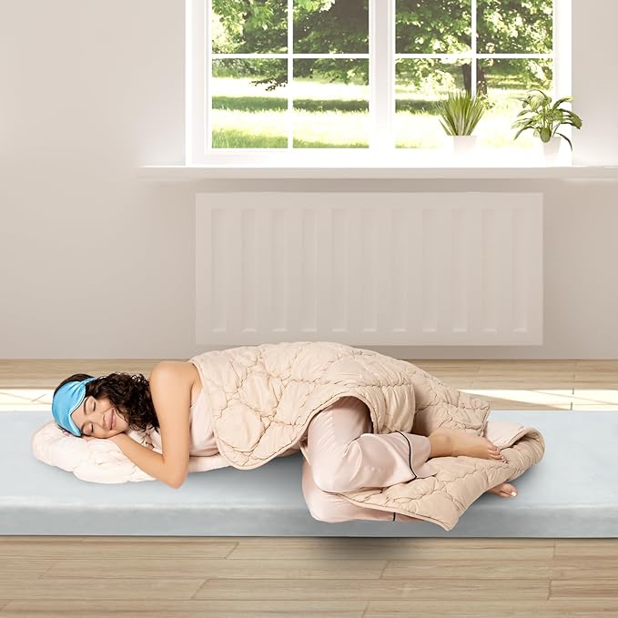 75x25x2.5in Portable Outdoor Sleeping Mat for Adults,Memory Foam Camping Mattress,Indoor Roll Up Floor Sleeping Mat,Camp Tent Cot Mattress Pad,for Travel, Hiking, Yoga