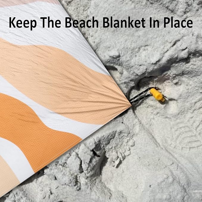 Waterproof Sandproof Beach Blanket, 78" x 86" Large Beach Mat for 2-4 Adults, Lightweight Polyester Outdoor Picnic Blanket for Travel, Camping, Hiking, Beach Essentials for Vacation
