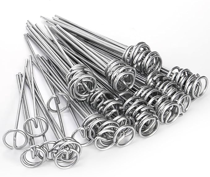 Yesland 100 Pack 6-Inch Circle Top Pins, 11 Gauge Anti-Rust Galvanized Steel Landscape Staples Pins Silver Garden Stakes G-Shaped SOD Staples for Ground Landscape Fabrics, Dog Fences and PVC Pipes
