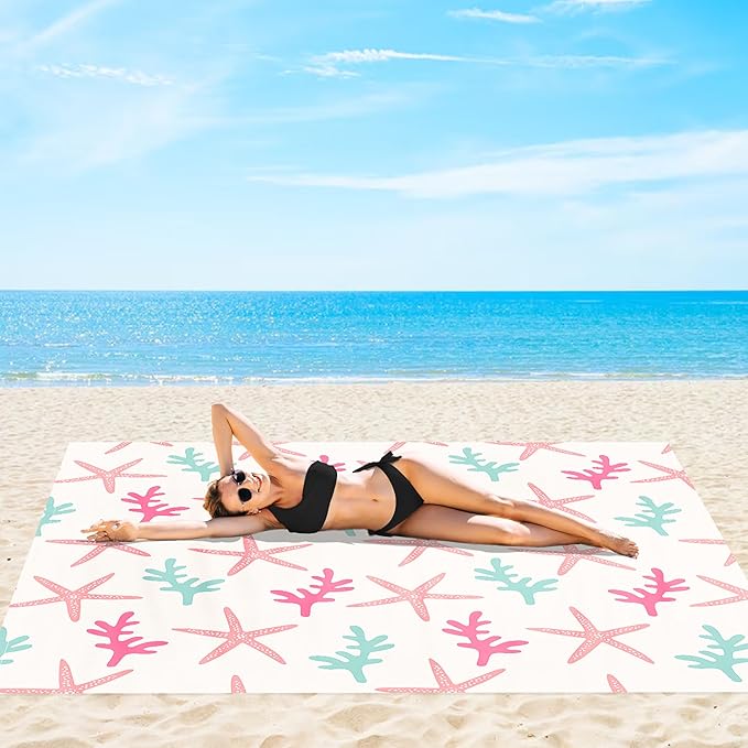 Beach Blanket, 110''×118'' Waterproof Sandproof Beach Mat, Lightweight Outdoor Picnic Blanket for Travel, Camping, Hiking