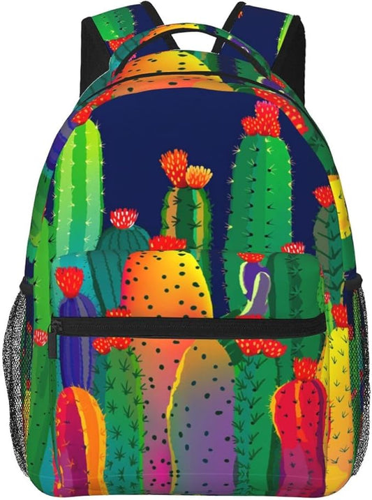 Rucksacks Lightweight Multipurpose Anti-Theft Wilder California Prickly Pear Colorful Cactus Art Shoulder Bag Big Capacity Laptop Book Bag Rucksack With Padded Straps