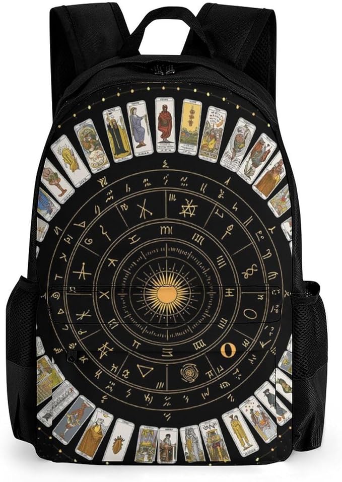 Supdreamc Daypack Polyester Anti-Theft Multipurpose Astrology Tarot Original Art Bookbag Big Capacity Gym Outdoor Hiking Backpack With Adjustable Shoulder Straps