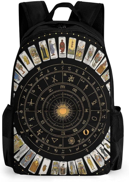 Supdreamc Daypack Polyester Anti-Theft Multipurpose Astrology Tarot Original Art Bookbag Big Capacity Gym Outdoor Hiking Backpack With Adjustable Shoulder Straps