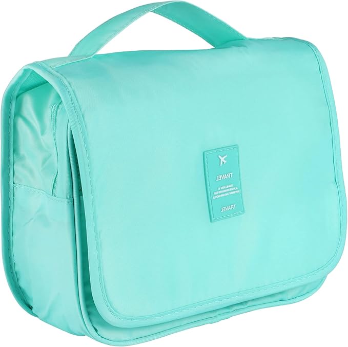 Pengxiaomei Toiletry Bag for Women, Waterproof Hanging Cosmetic Bag Portable Travel Makeup Pouch Multi-function Handle Bathroom Bag for Mothers Day Gifts (Mint Green)