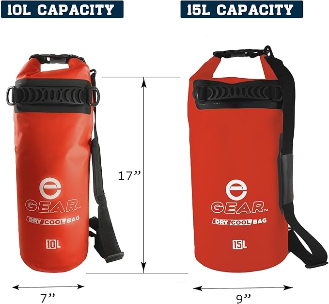 Enthusiast Gear Insulated Dry Bag Floating Cooler – 10L / 15L / 25L Roll Top, Leak Proof, Waterproof, Collapsible, with Padded Shoulder Strap - Perfect for Kayaking Fishing Beach