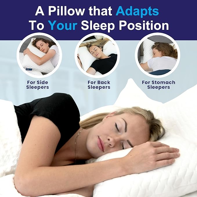 Sidney Sleep Set of 2 Queen Size Bed Pillows for Side and Back Sleepers - Adjustable Filling - Memory Foam Pillows for Neck and Shoulder Pain - Customizable Loft - Extra Foam Included (Magenta)