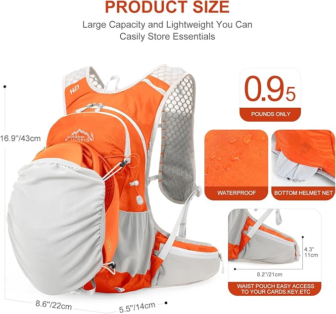 IX INOXTO Hydration Backpack, 18L Lightweight Hiking Backpack with 2L Water Bladder Daypack Women Men, Water Backpack Insulated Hydration Pack for Hiking, Running, Festival, Cycling