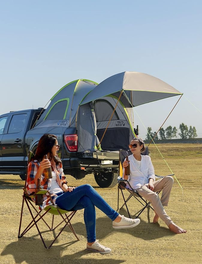 JoyTutus Pickup Truck Tent with Awning 6-6.5Ft + JOYTUTUS Extended Truck Bed Air Mattress