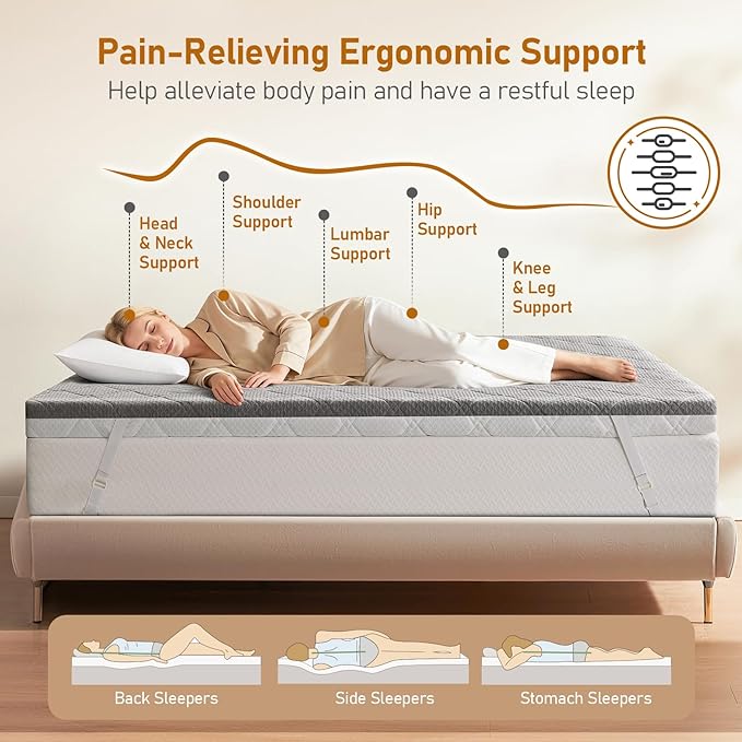 Extra Firm Mattress Topper Full: 4 Inch Firm & Extra Firm Dual Sides Flippable Mattress Pad, High Density Support for Back Pain, Double Sleep Breathable Washable Cover, CertiPUR-US Certified, 75x54