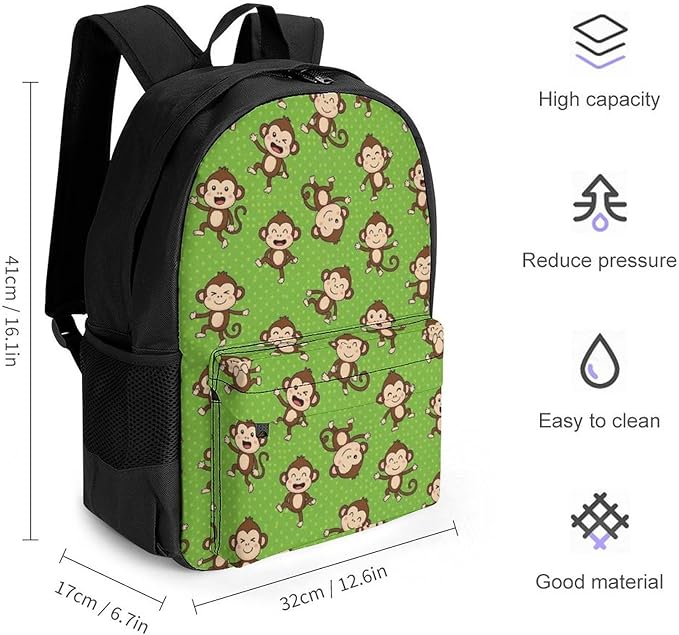 Rucksack Anti-Theft Multipurpose Large Capacity Carry On Bag, Green Clever Monkey Travel Hiking Bag Day Pack With Side Pockets