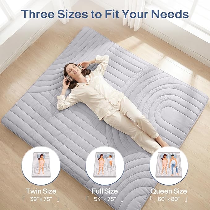 ZonLi Japanese Floor Mattress Futon Mattress, 4'' Thick Tatami Mat Foldable Mattress, Twin Size 75''x39'' Japanese Bed Sleeping Pad for Adults, Bedroom Dorm Camping