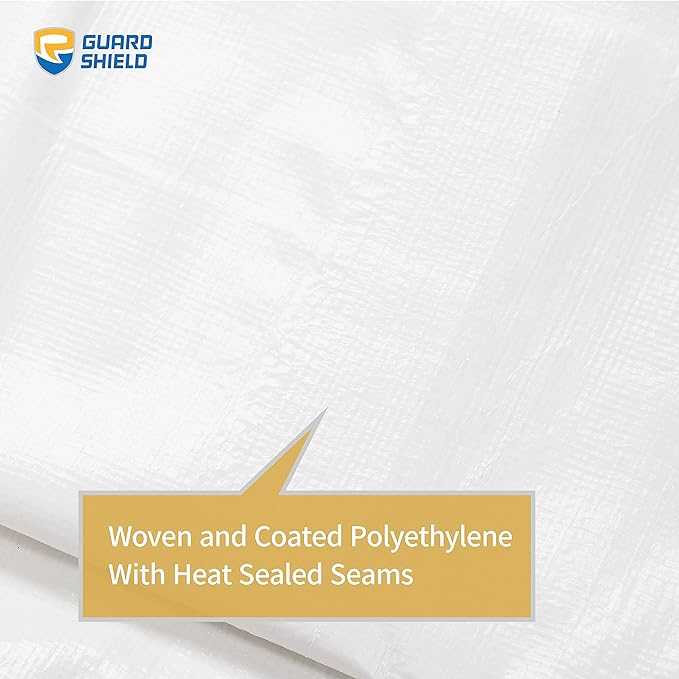 GUARD SHIELD Heavy Duty Tarp 10x12 Feet White Multi Purpose Thick Waterproof Poly Tarp Cover 10mil