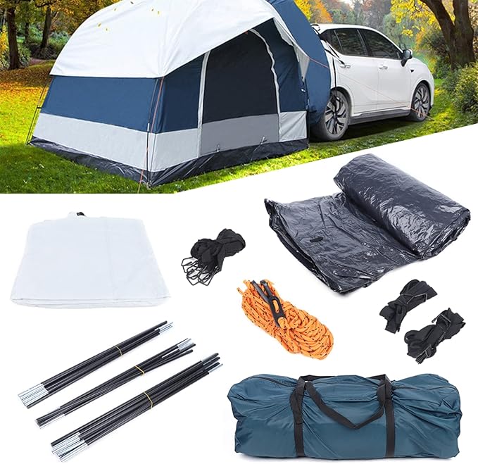 Car Tent Camping Waterproof Truck Tent 4-Person Outdoor Cabin Hiking Shelter Heavy Duty Outdoor Storage Shed Sun Camping Truck Tent Above Ground Camper Top Tents