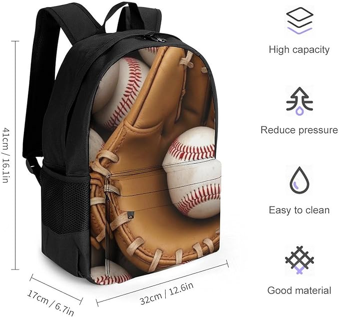 Lightweight Rucksacks for Camping Picnic Walking Cycling, Large Capacity Multipurpose Anti-Theft Carry On Bag, Baseballs Travel Hiking Camping Rucksack