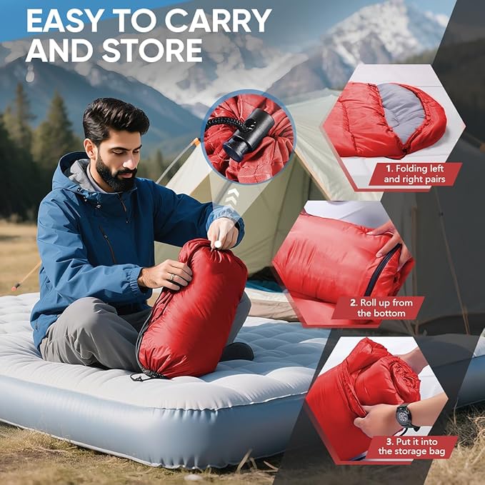 OBTANIM Sleeping Bags Portable Waterproof Camping Sleeping Bag for Adults Kids 4 Seasons Cold Weather or Warm Backpacking Hiking Mountaineering Indoor Outdoor Use