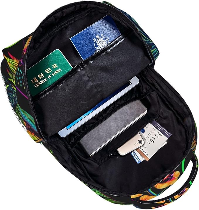 Lightweight Daypack for Camping Business Walking Cycling, Large Capacity Anti-Theft Multipurpose Bookbag, Abstract Fantasy Tropical Foliage Pattern Gym Outdoor Hiking Backpack