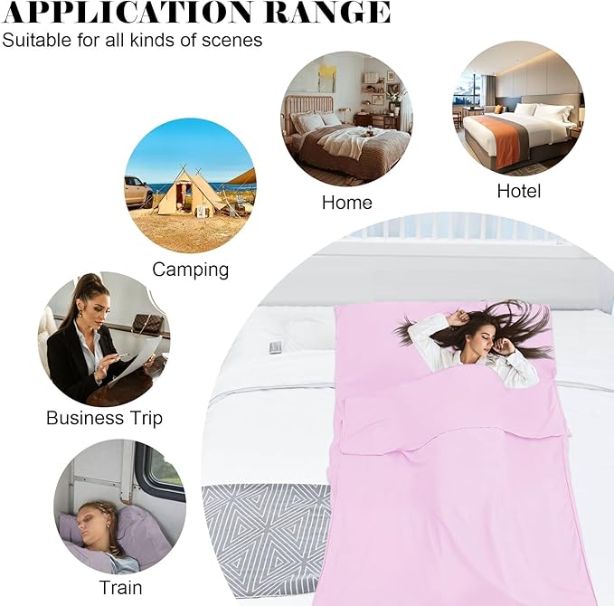 Sleeping Bag Liner,Travel Sheet & Adult Sleep Sack, Camping Sheets Travel Sleep Sack for Backpacking,Hotels & Hostels -Lightweight Single &Double Travel Sheet Camping Sheets